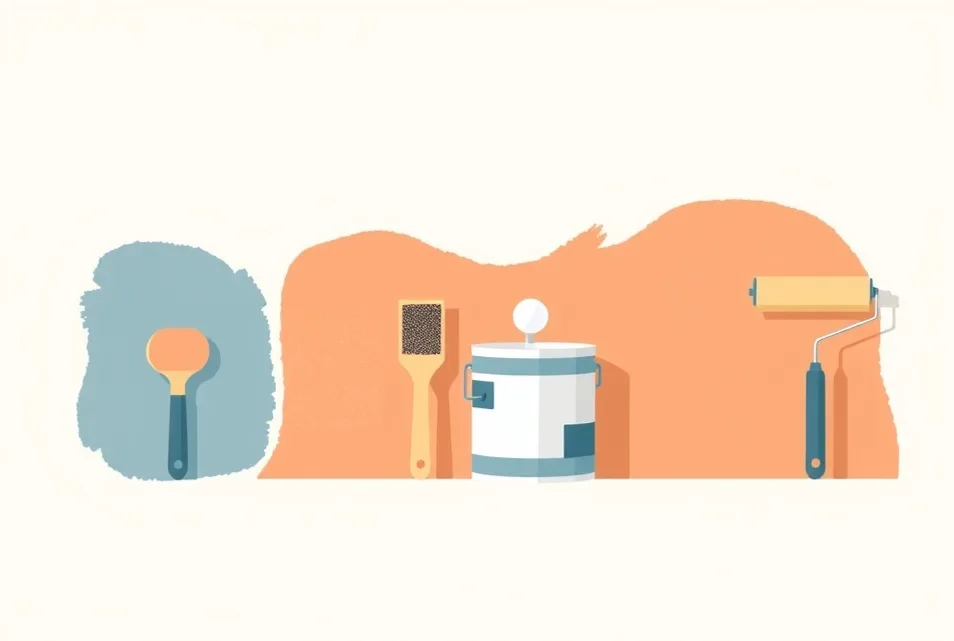 Outils de peinture disposés dans l'ordre des étapes du chantier